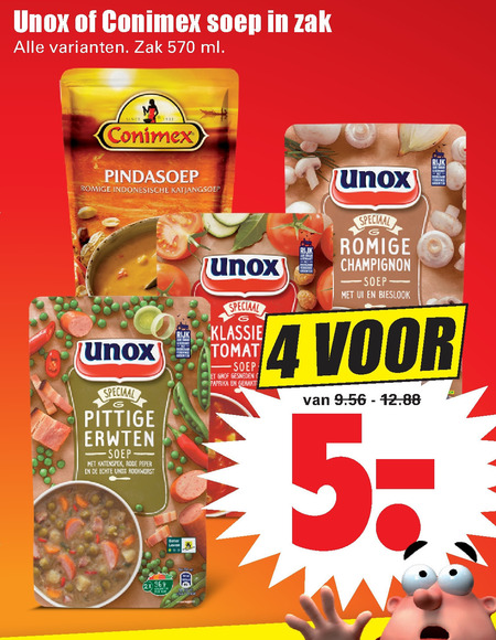 Unox   soep folder aanbieding bij  Dirk - details