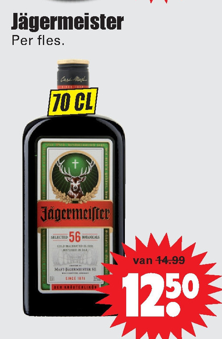 Jagermeister   kruidenbitter folder aanbieding bij  Dirk - details