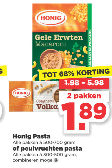 Honig   pasta folder aanbieding bij  Plus - details