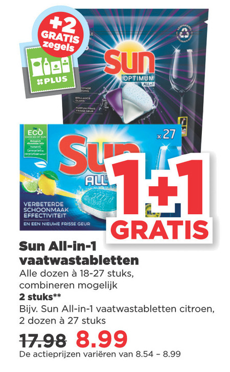 Sun   vaatwasmiddel folder aanbieding bij  Plus - details