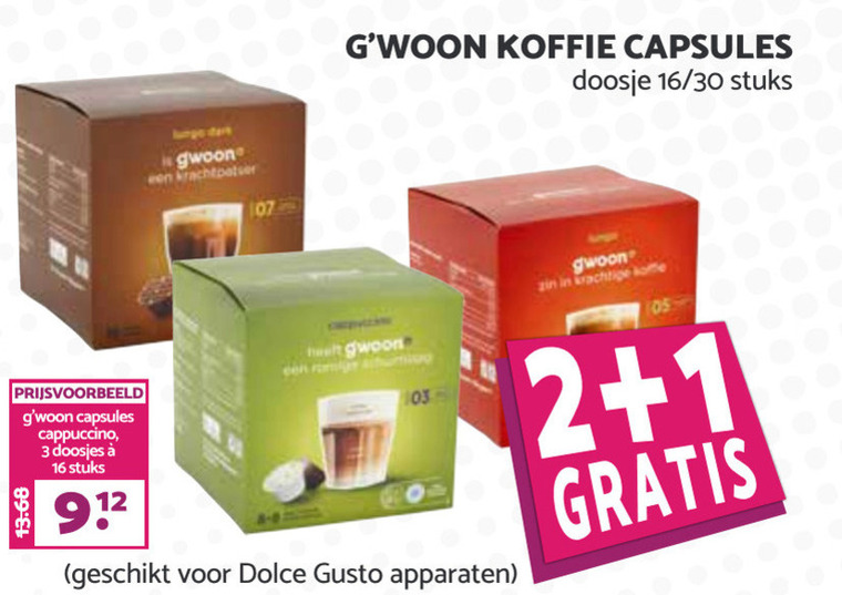 Gwoon   dolce gusto capsules folder aanbieding bij  MCD Supermarkt Basis - details