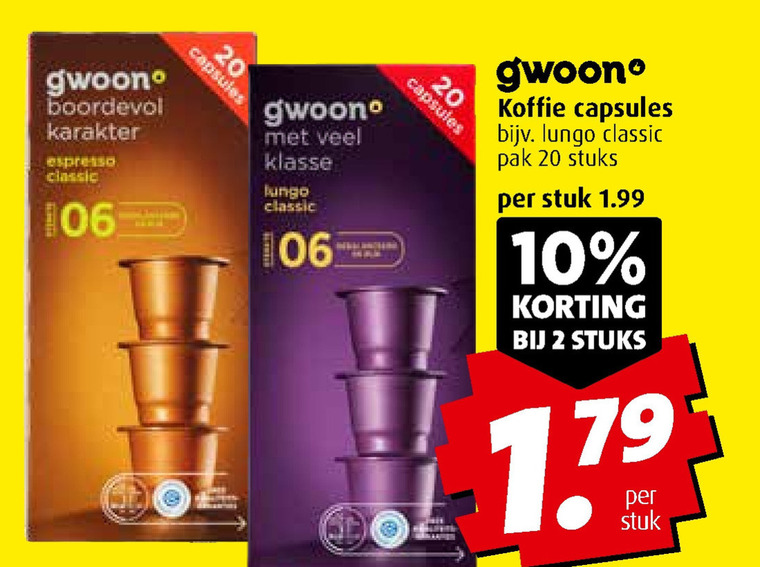 Gwoon   koffiecups folder aanbieding bij  Boni - details