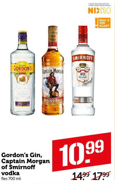 Smirnoff   wodka, gin folder aanbieding bij  Coop - details