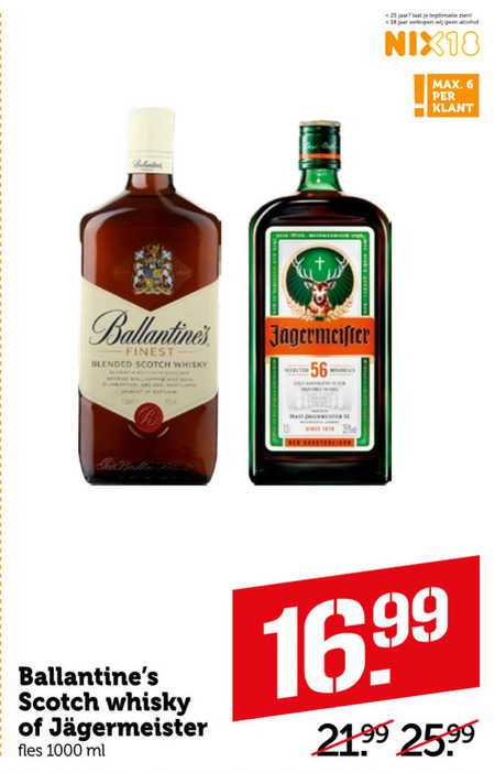 Jagermeister   kruidenbitter, whisky folder aanbieding bij  Coop - details