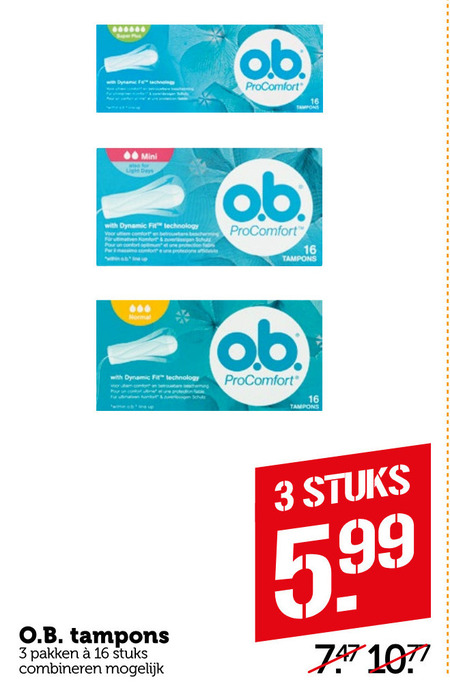 O.B.   tampons folder aanbieding bij  Coop - details