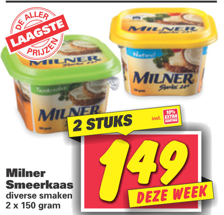 Milner   smeerkaas folder aanbieding bij  Nettorama - details