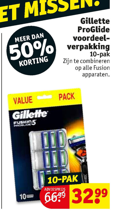 Gillette   scheermesjes folder aanbieding bij  Kruidvat - details