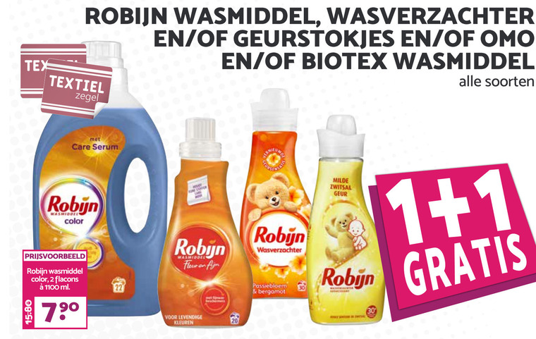 Robijn   wasmiddel, wasverzachter folder aanbieding bij  MCD Supermarkt Basis - details