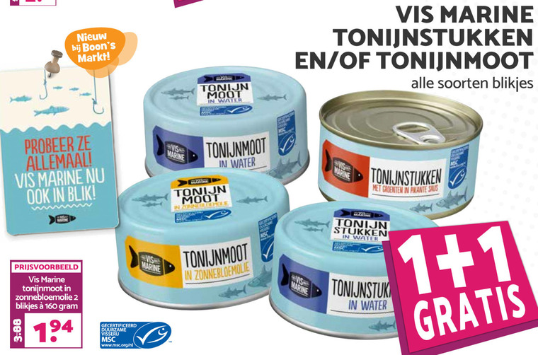 Vis Marine   tonijn in blik folder aanbieding bij  Boons Markt - details