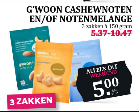 Gwoon   cashewnoten, noten folder aanbieding bij  Boons Markt - details