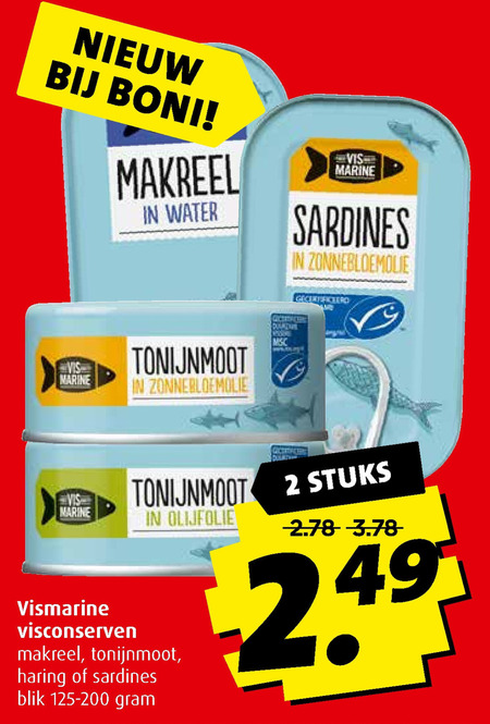 Vis Marine   visconserven, makreelconserven folder aanbieding bij  Boni - details