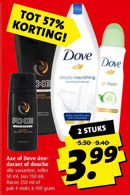 Dove   douchegel, deodorant folder aanbieding bij  Boni - details