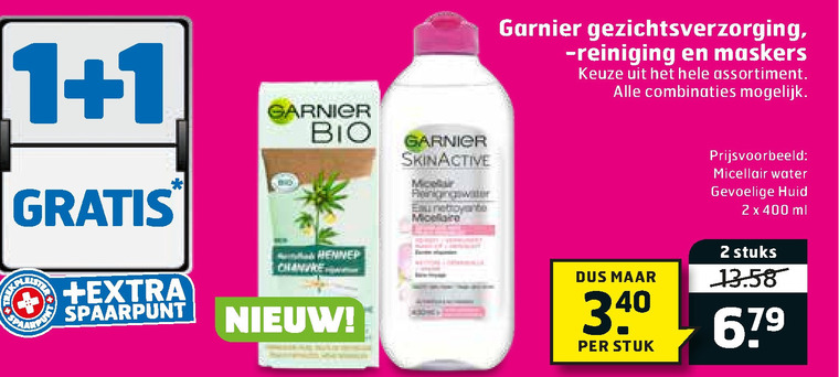 Garnier Skin Active   gezichtsreiniging, dagcreme folder aanbieding bij  Trekpleister - details