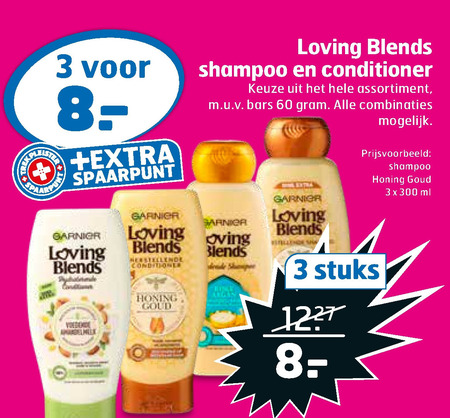 Garnier Loving Blends   shampoo, conditioner folder aanbieding bij  Trekpleister - details