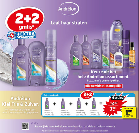 Andrelon   haarmousse, droogshampoo folder aanbieding bij  Trekpleister - details