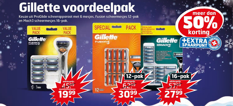 Gillette   scheermesjes folder aanbieding bij  Trekpleister - details