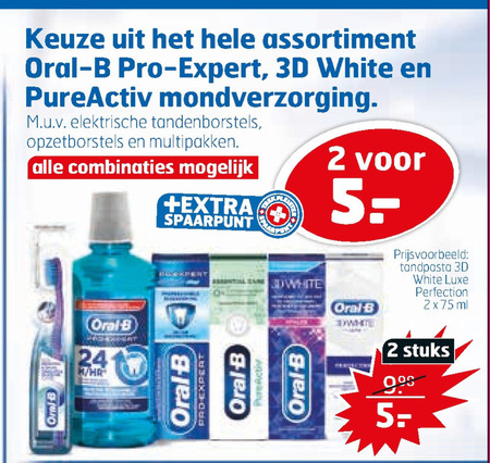 Oral-B   mondwater, tandpasta folder aanbieding bij  Trekpleister - details