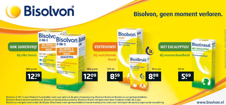 Bisolvon   hoestsiroop folder aanbieding bij  Trekpleister - details