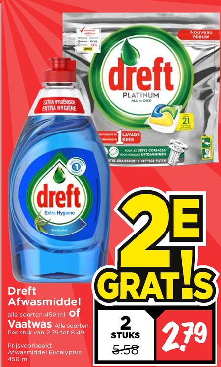 Dreft   vaatwasmiddel, afwasmiddel folder aanbieding bij  Vomar - details