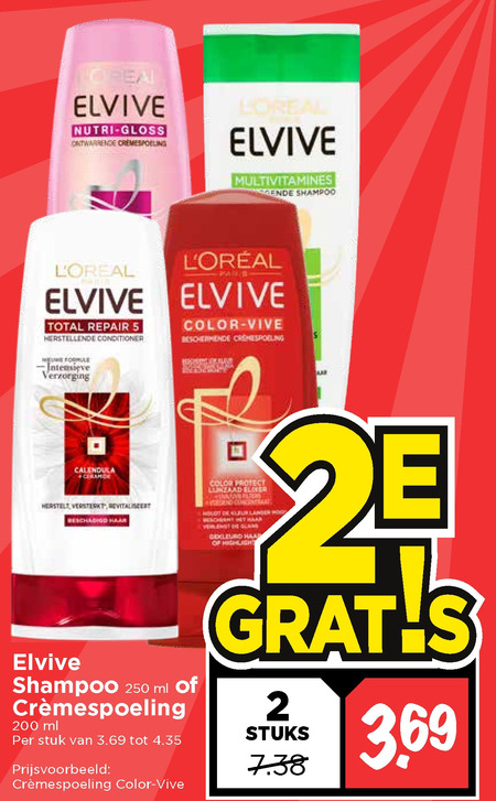 Elvive   conditioner, shampoo folder aanbieding bij  Vomar - details