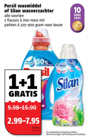 Silan   wasverzachter, wasmiddel folder aanbieding bij  Poiesz - details