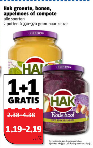 Hak   appelmoes, compote folder aanbieding bij  Poiesz - details