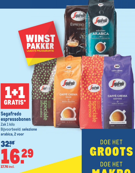 Segafredo   koffiebonen folder aanbieding bij  Makro - details