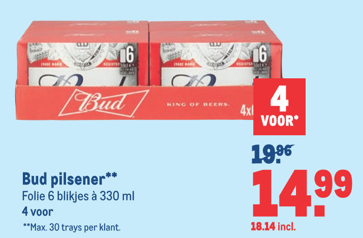 Bud   blikje bier folder aanbieding bij  Makro - details