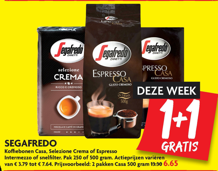 Segafredo   koffie, koffiebonen folder aanbieding bij  Dekamarkt - details