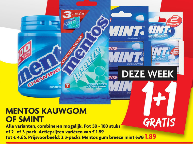 Mentos   kauwgom folder aanbieding bij  Dekamarkt - details