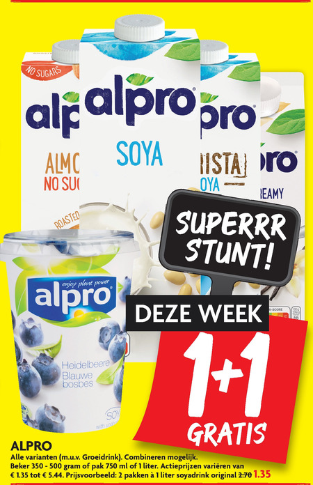 Alpro   soja melk, soja yoghurt folder aanbieding bij  Dekamarkt - details