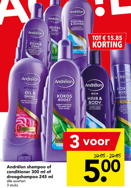 Andrelon   conditioner, shampoo folder aanbieding bij  Deen - details