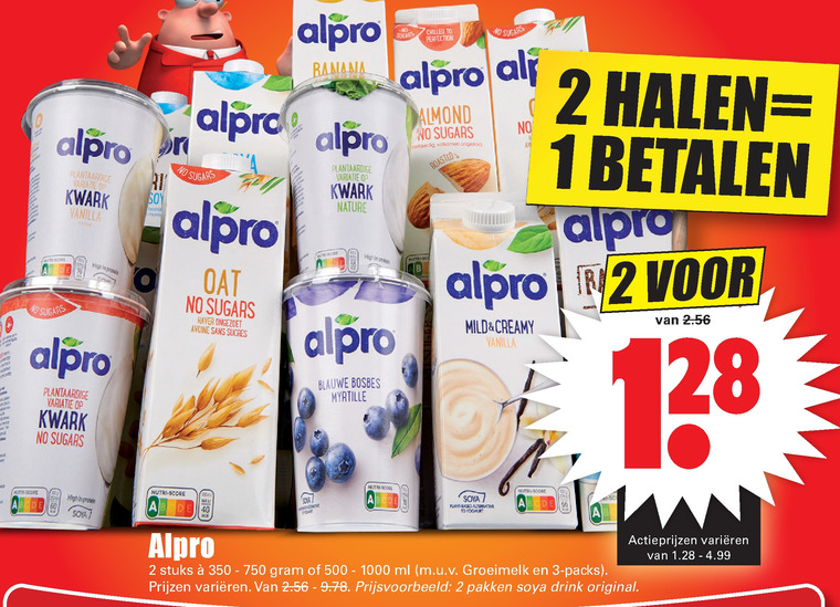 Alpro   soja yoghurt, soja melk folder aanbieding bij  Dirk - details