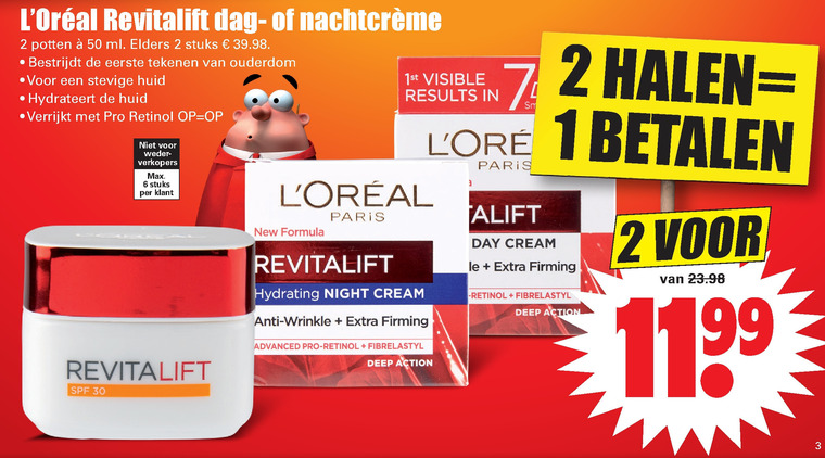 L Oreal   dagcreme, nachtcreme folder aanbieding bij  Dirk - details