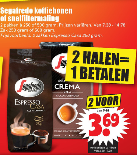 Segafredo   koffie, koffiebonen folder aanbieding bij  Dirk - details