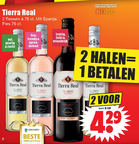 Tierra Real   rose, rode wijn folder aanbieding bij  Dirk - details