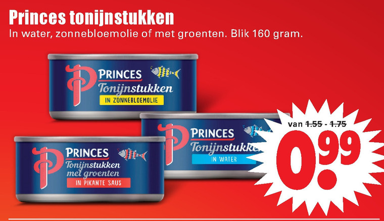 Princes   tonijn in blik folder aanbieding bij  Dirk - details