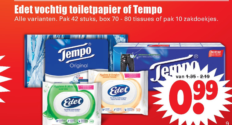 Edet   vochtig toiletpapier, zakdoek folder aanbieding bij  Dirk - details