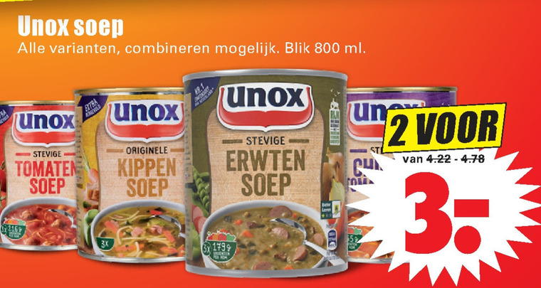 Unox   soep folder aanbieding bij  Dirk - details