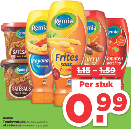 Remia   satesaus, tomatenketchup folder aanbieding bij  Plus - details