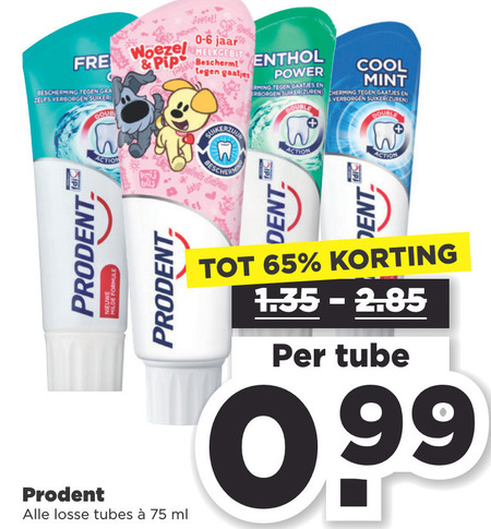 Prodent   tandpasta folder aanbieding bij  Plus - details