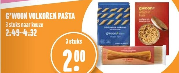 Gwoon   pasta folder aanbieding bij  MCD Supermarkt Basis - details