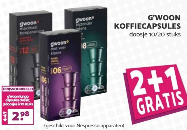 Gwoon   koffiecups folder aanbieding bij  MCD Supermarkt Basis - details