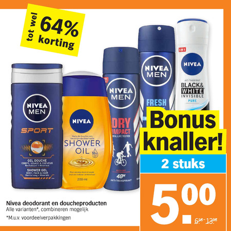 Nivea   deodorant, douchegel folder aanbieding bij  Albert Heijn - details