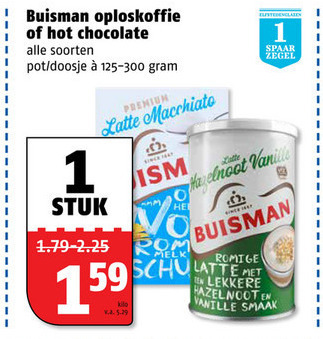 Buisman   oploskoffie, chocolademelk folder aanbieding bij  Poiesz - details