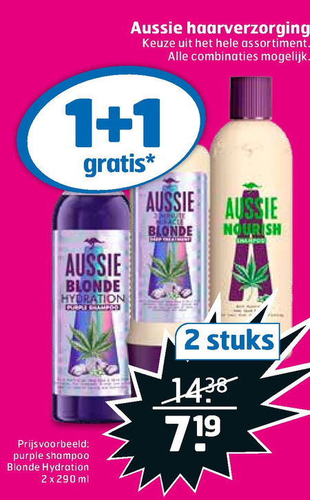 Aussie   haarverzorging, shampoo folder aanbieding bij  Trekpleister - details