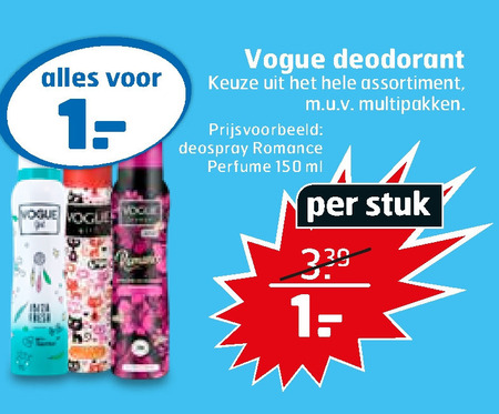 Vogue   deodorant folder aanbieding bij  Trekpleister - details