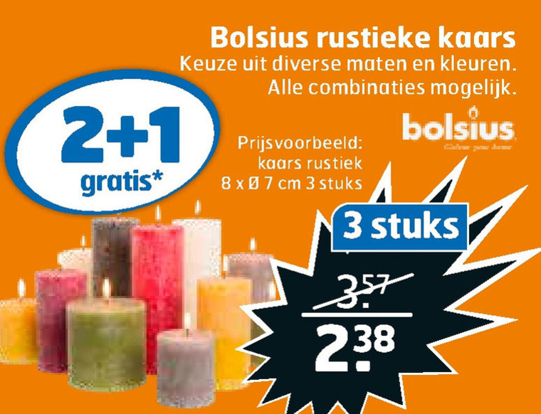 Bolsius   rustieke kaarsen folder aanbieding bij  Trekpleister - details