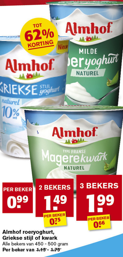 Almhof   yoghurt, kwark folder aanbieding bij  Hoogvliet - details