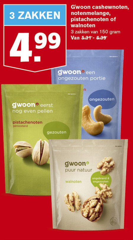 Gwoon   noten, walnoten folder aanbieding bij  Hoogvliet - details